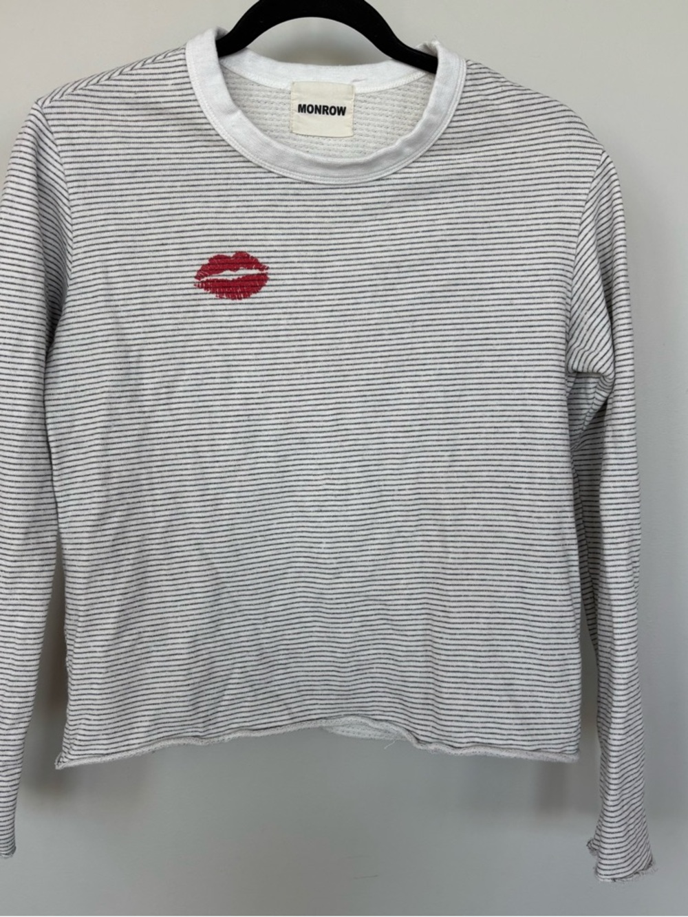 Monrow Striped Kiss Long Sleeve Top Size XS